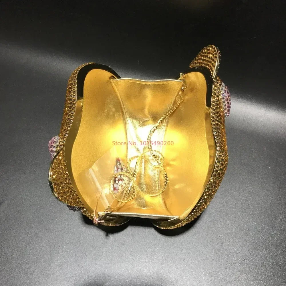 Hello Kitty Anime Cartoon Shape Rhinestone Cartoon Full Of Diamonds Dinner Bag Handmade Diamond-set Lady's Clutch Christmas Gift