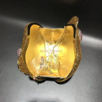 Hello Kitty Anime Cartoon Shape Rhinestone Cartoon Full Of Diamonds Dinner Bag Handmade Diamond-set Lady's Clutch Christmas Gift