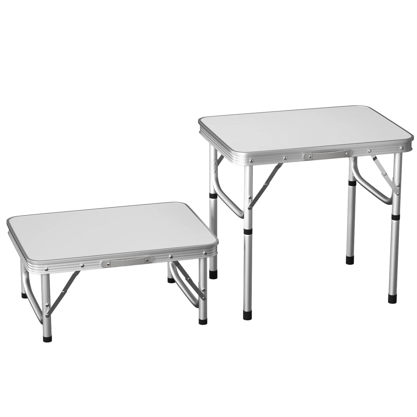Folding Camping Table Outdoor Indoor Garden Balcony Market Kitchen Work Table Adjustable White Portable Picnic Table 60x45 cm