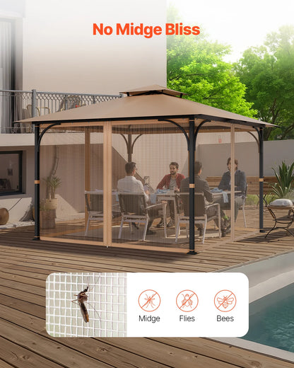 VEVOR Gazebo Netting Replacement Outdoor Garden Gazebo Ne 4-Panel Sidewall Mesh Gazebo Curtain with Double Zipper for Garden