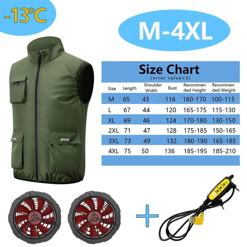 Summer Cooling Fan Workwear, Unisex Short Sleeve, Outdoor Sun Protection & Cooling Vest with Built-in Fans