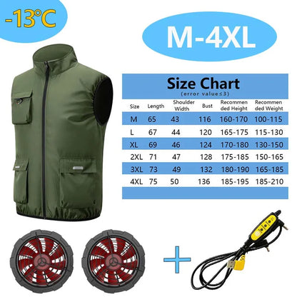Summer Cooling Fan Workwear, Unisex Short Sleeve, Outdoor Sun Protection & Cooling Vest with Built-in Fans