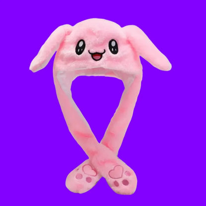 Kuromi Hello Kitty Moving Ears Cap for Girls Glowing Rabbit Hat Funny Stitch LED Plush Bunny Hats Halloween Party Accessories