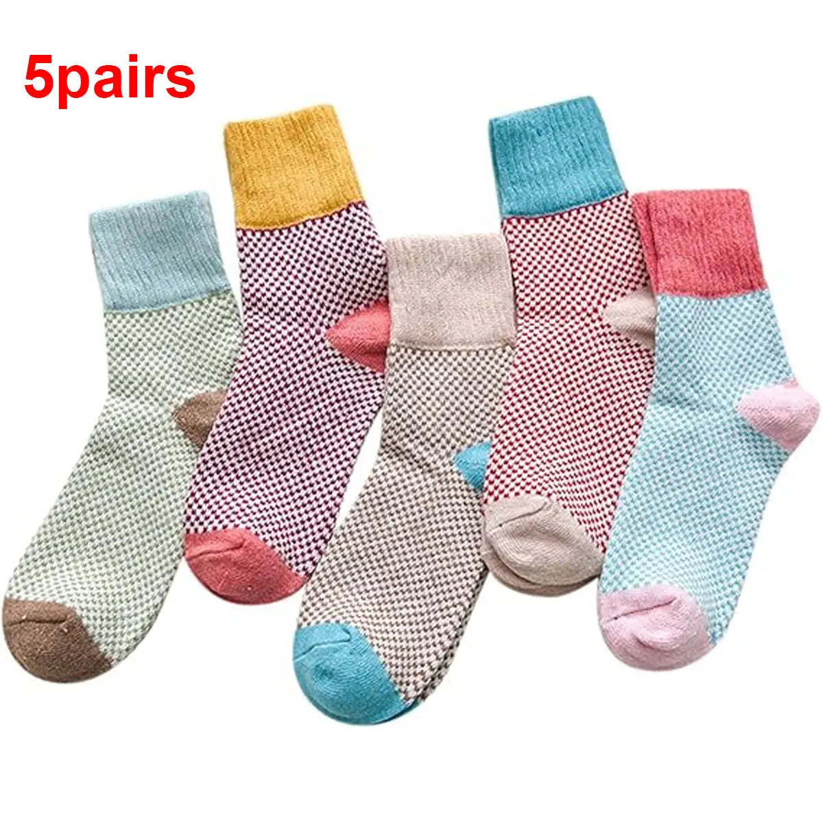 5 Pairs Winter Men's Thicken Sheep's Wool Socks - Warm & Retro | Colorful Fashio