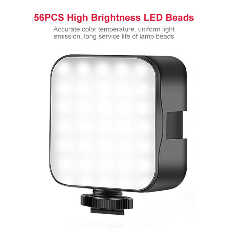 New Rechargeable 6500K LED Video Light Mini Camera Light Fill Lamp Portable Photography Lighting for Vlog Live Streaming DSLR