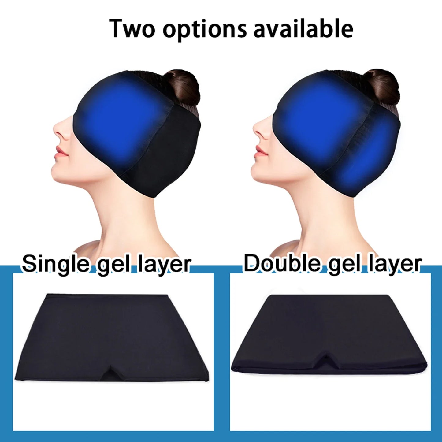 Gel Hot Cold Therapy Headache Migraine Relief Cap For Chemo,Sinus,Neck Wearable Therapy Wrap Stress Pressure Pain Relief Massage