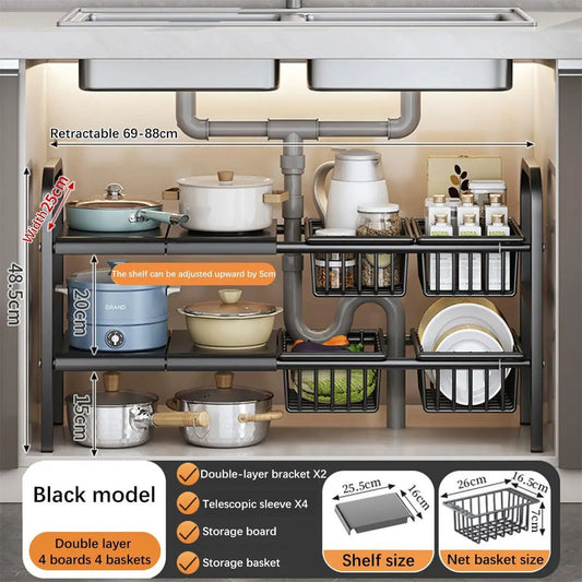 UK Refein 2 Tier Under Sink Organizer and Storage Multifunctional Storage Rack