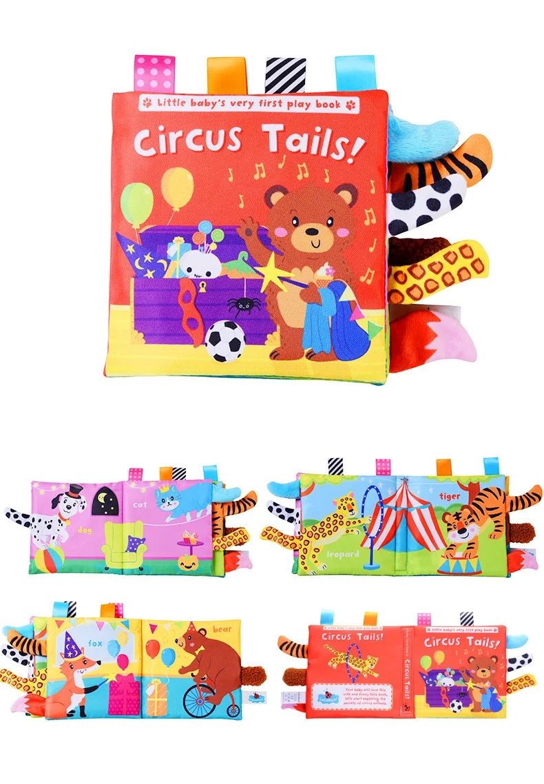 Animal Tail Cloth Book Tear Can Bite Pop-up Book Educational Enlightenment Early Education Infant Cognitive Toys 0-3 Years Old