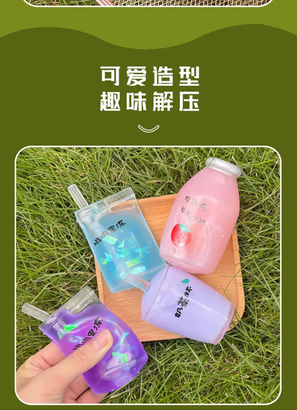 Summer Kawaii Squishy Big Milk Tea Cup Anti-Pressure Pinching Squeeze Kids Toy Fruit Cup Sensory Stress Relief Water Polo Gift