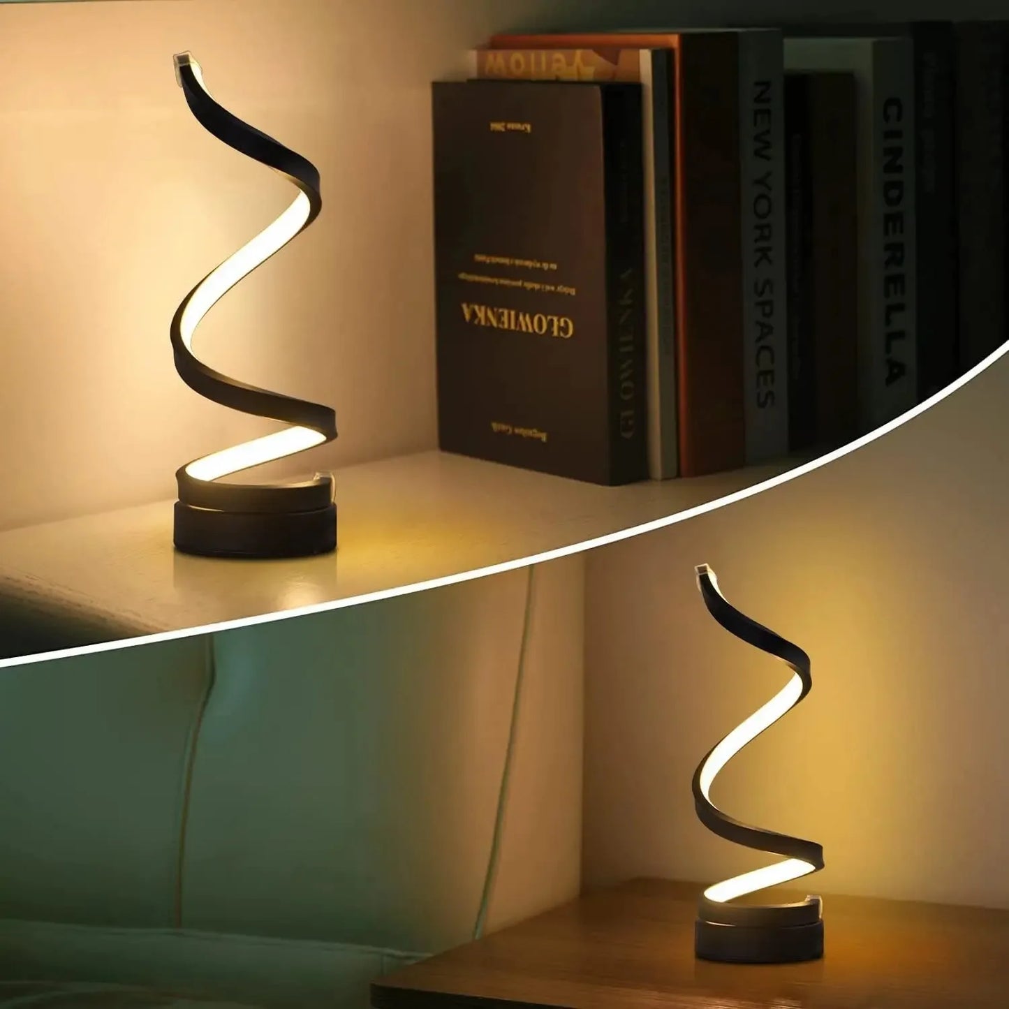 Tischlampen für Wohnzimmer, moderne, spiralförmige, dimmbare LED-Tischlampe, kleine Nachttischlampen, Nachttischlampe für Schlafzimmer, Büro, Zuhause