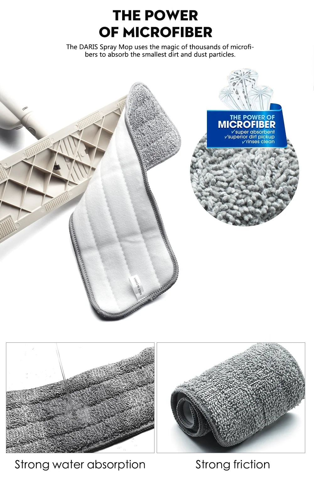 Spray Floor Mop with Replacement Microfiber Pads  Washing Flat Mop Home Kitchen Laminate Wood Ceramic Tiles Floor Cleaning Tools