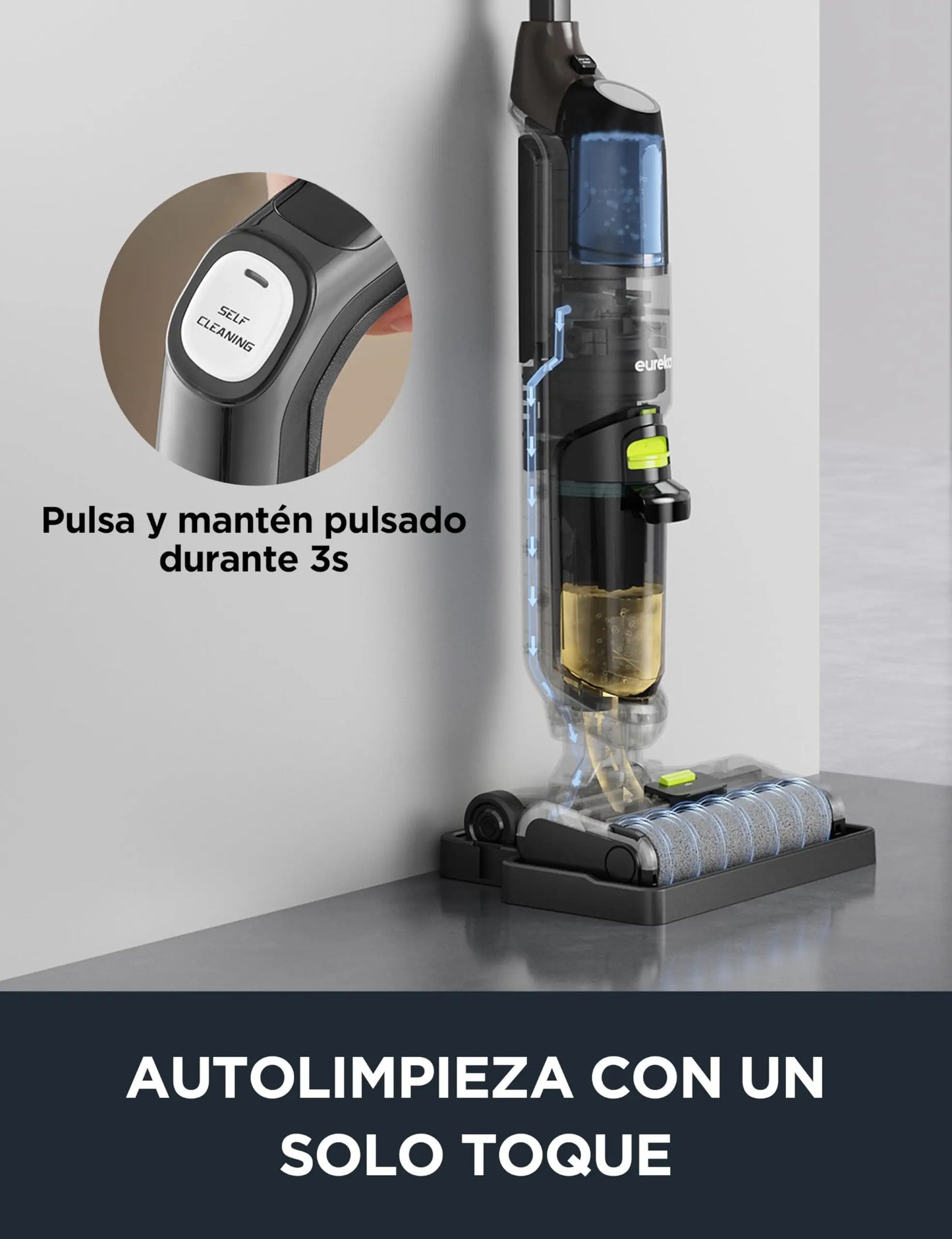 EUREKA NEW400 Cordless Wet Dry Cordless Vacuum Cleaner, Lightweight, Smart Cordless Vacuum Cleaner and Mop, Self-Cleaning