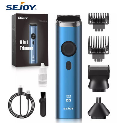 Sejoy Electric Hair Clippers Nose Hair Trimmer For Man Ears Cordless Men's Beard Trimmer Kit 8 in 1