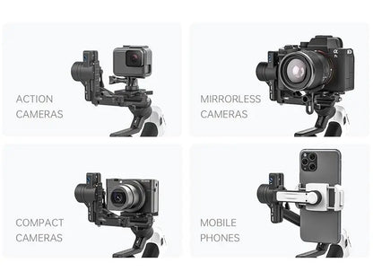 FeiyuTech SCORP Mini 2 Handheld Gimbal 3-Axis Mirrorless & Action Camera Smartphone with AI tracker Magnetic Fill, 1.2kg Payload