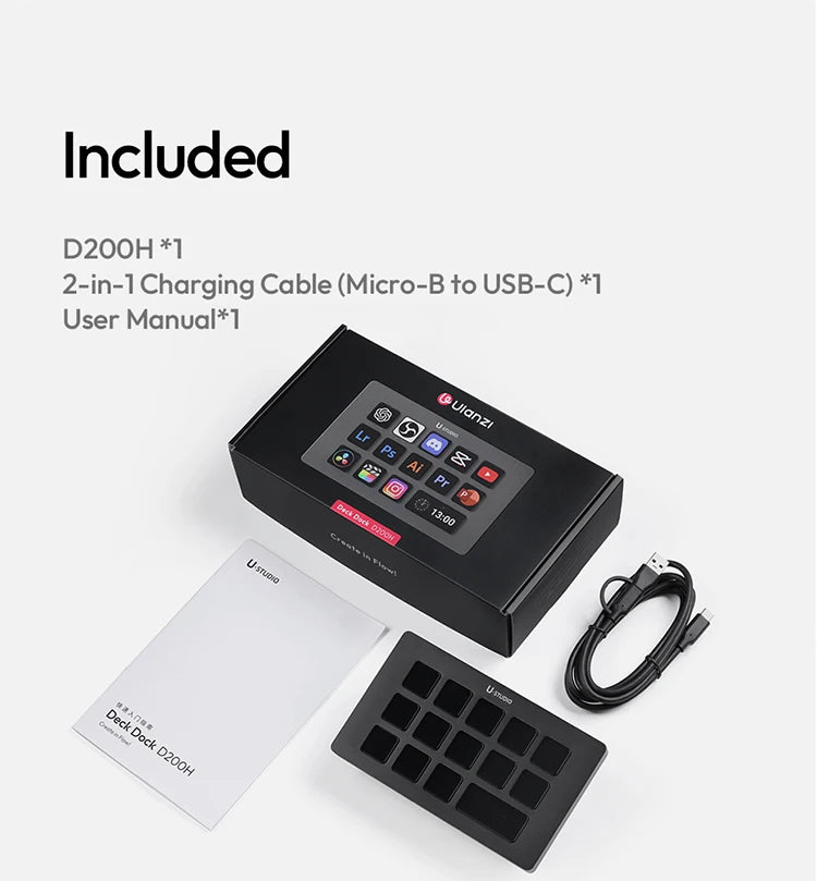 Ulanzi D200H Live Streaming Controller 13 LCD Keys for Tiktok Youtube Vlog Content Creation Photo Video Editing Gaming Office