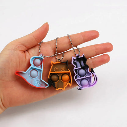 Halloween Fidget Toys Keychain - Mini Pop Pumpkin Spider Party Favors for Kids & Adults (10/20/30 Pack)