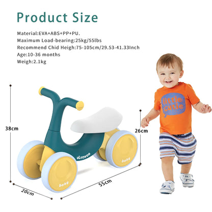UBRAVOO Baby Sliding Walker Children‘s Balance Bike Without Pedals, Steering Limit  Prevent Rollover,10-36 months,UBR-001