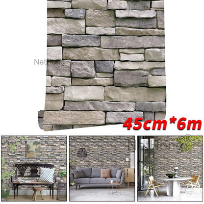 6M Vinyl Yellow bricks Wallpaper Stickers Self Adhesive Paper Waterproof