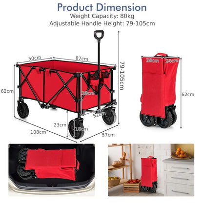 GOFLAME Folding Camping Wagon Collapsible Beach Garden Trolley Buggy Shopping Cart 212L