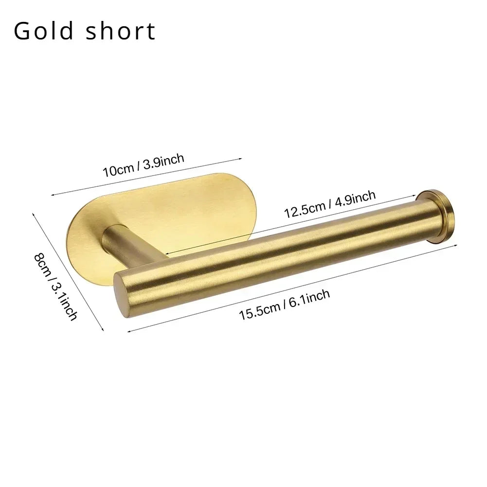 Adhesive Toilet Roll Paper Holder Organizer Wall Mount Storage Stand Kitchen Bathroom No Drill Tissue Towel Dispenser Stainless