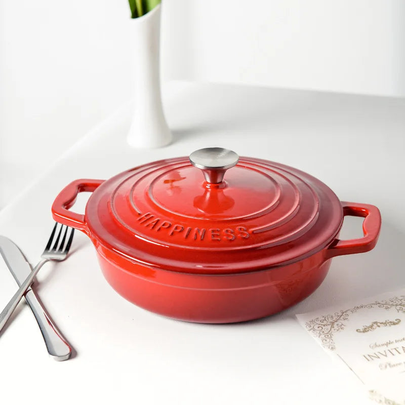 23cm Enameled Cast Iron Dutch Oven 2 Quart Heavy Soup Pot Casserole Dish For Bread Baking And Stew Kitchen Nonstick Braised Pot