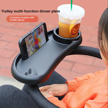 3-in-1 Baby Stroller Tray with Cup Holder & Phone Stand - Universal Toddler Snack Table Accessory