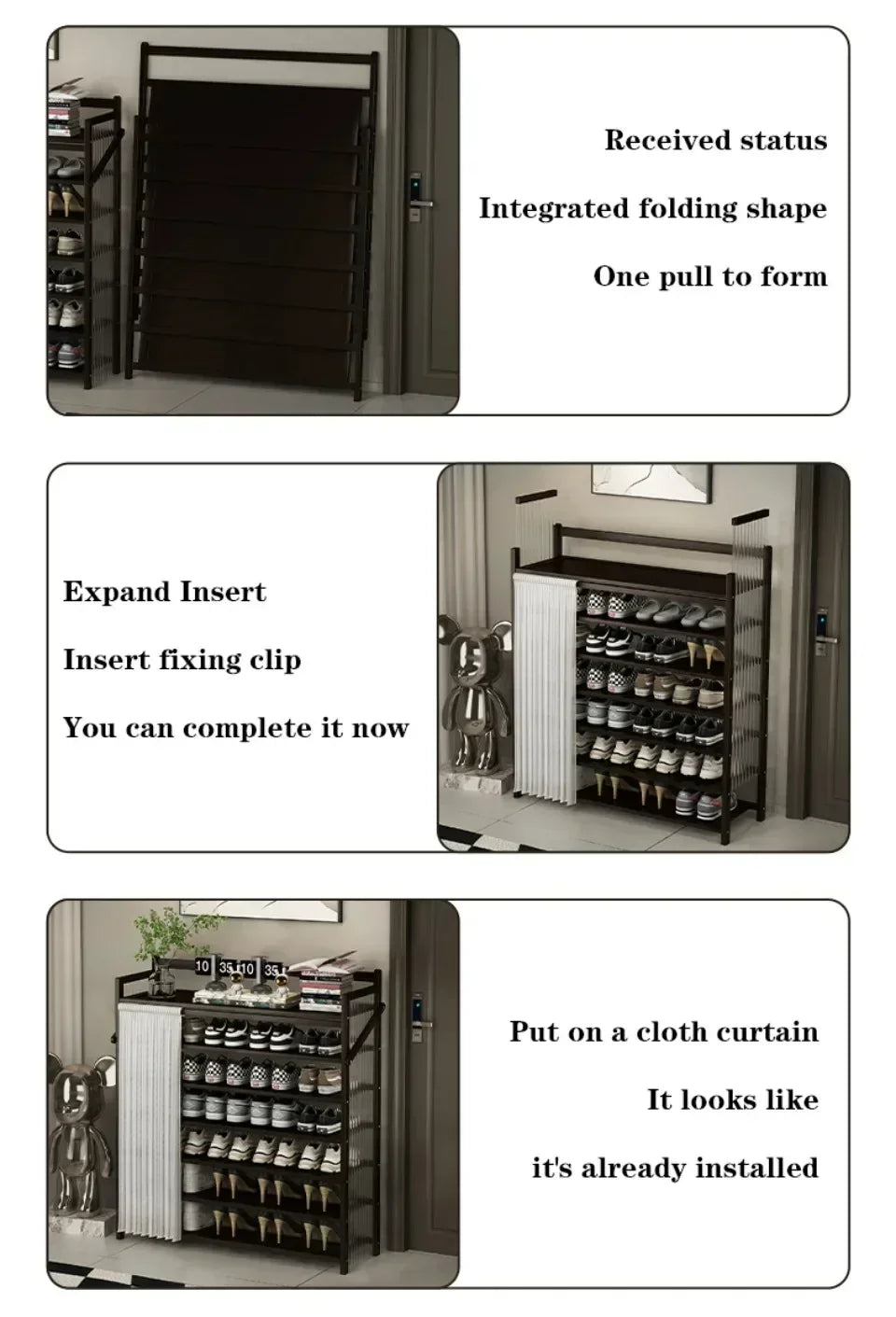 Folding Shoe Racks Multi-storey Simplicity Storage Shelves No Installation Required Strong Load-bearing Capacity Shoe Cabinet