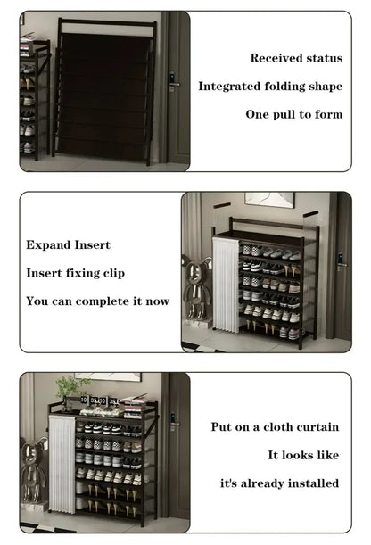 Folding Shoe Racks Multi-storey Simplicity Storage Shelves No Installation Required Strong Load-bearing Capacity Shoe Cabinet