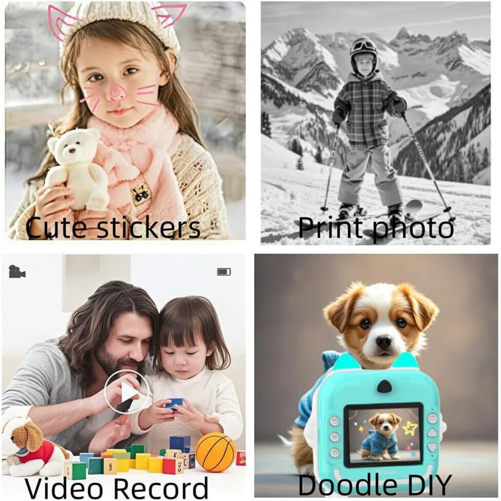 Children 1080P HD Digital Camera Toys Instant Print for Kids Thermal Print Camera Instant Print Photo Video With 32G Memory Card