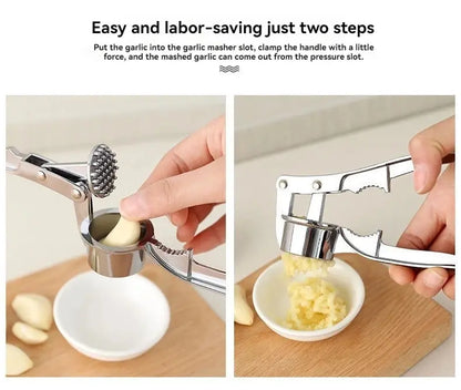 Garlic Press Anti-Skid Thickened Garlic Clip Multifunctional Zinc Alloy Stainless Steel Manual Pull Type Garlic Punch