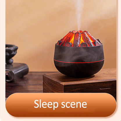 Charcoal Flame Humidifier, Aromatherapy Essential Oil Diffuser, 300ml Mist Ultrasonic Humidifier for Bedroom,Office Night Light