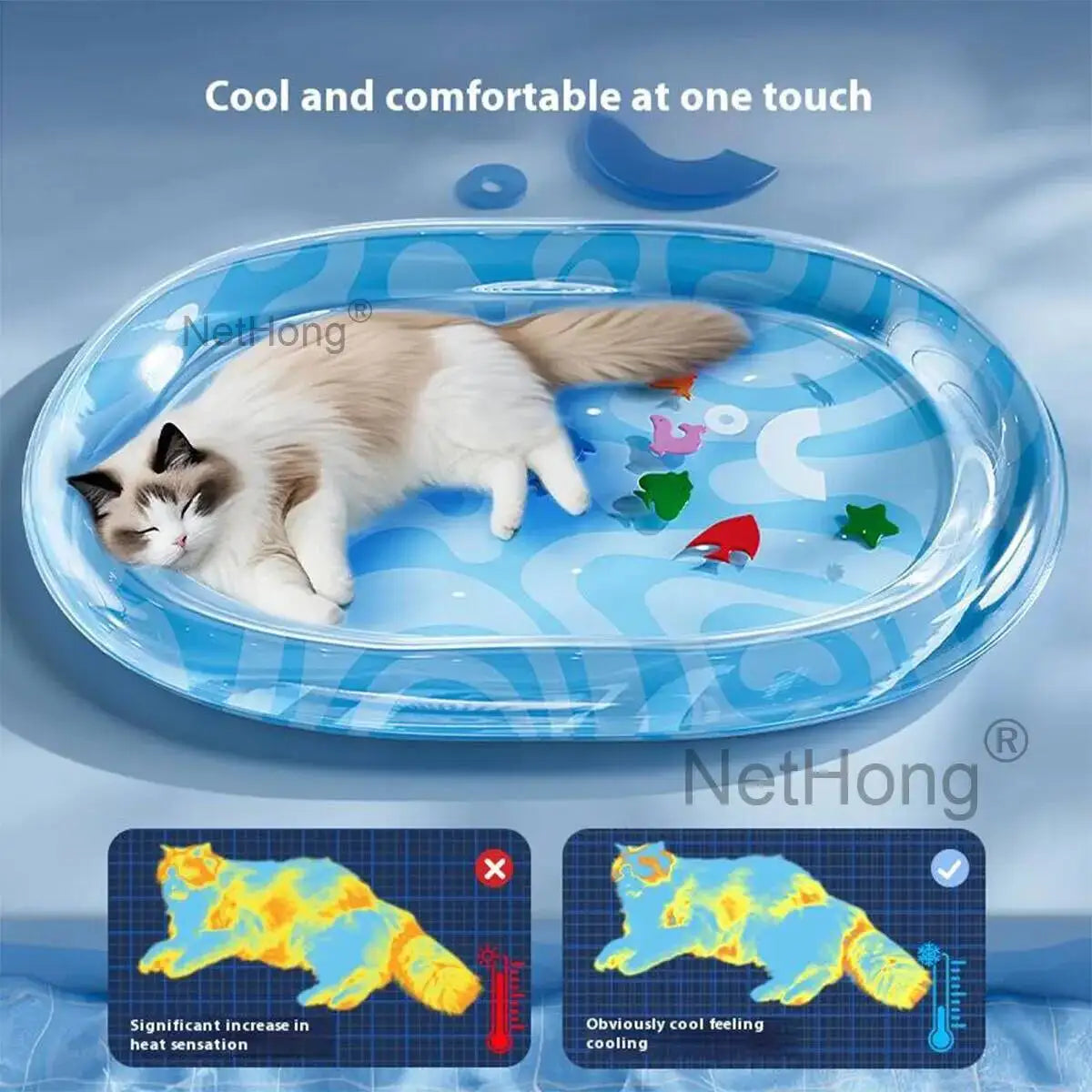 Tummy Time Mat Iatable Summer Cooling Pet Water Bed Cushion For Cats