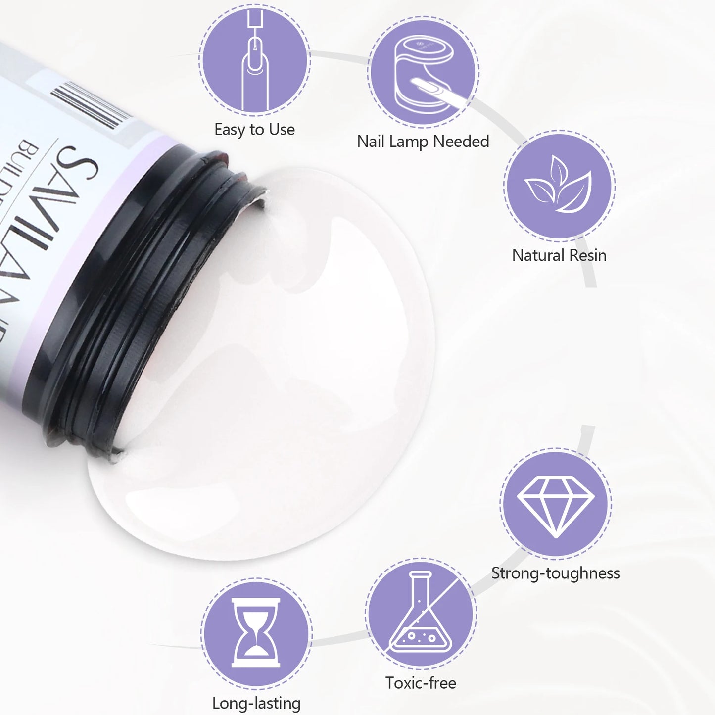 Saviland 100g Builder Nail Gel White Nude Pink Nail Extension Gel Multifunctional Nails Art Gel Polish Soak Off UV for Salon DIY