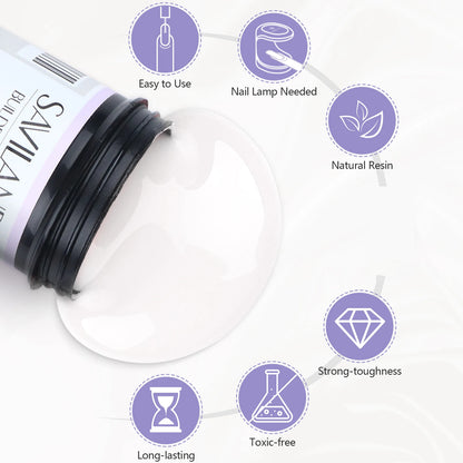 Saviland 100g Builder Nail Gel White Nude Pink Nail Extension Gel Multifunctional Nails Art Gel Polish Soak Off UV for Salon DIY