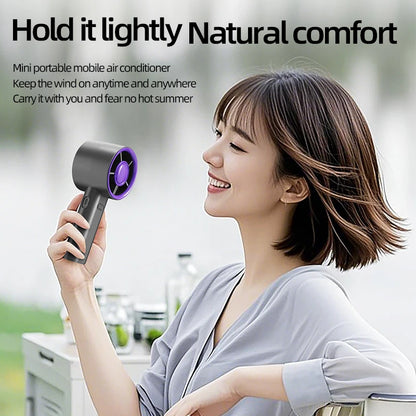 Mini Handheld Fan USB Fast Charging Portable Air Calculating Fan Mute Personal Highspeed Fan for Travel Outdoor Activities