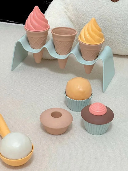 Children Beach toys play sand wheat straw material ice cream toys digging sand tools environmental Nordic wind outdoor
