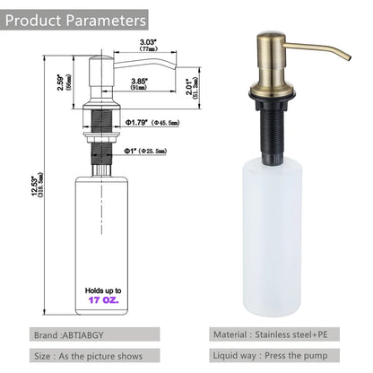 Kitchen Soap Dispensers 500ml Build in Dispenser Soap For Kitchen Bathroom Accessories Stainless Steel Pump Liquid PE Bottle