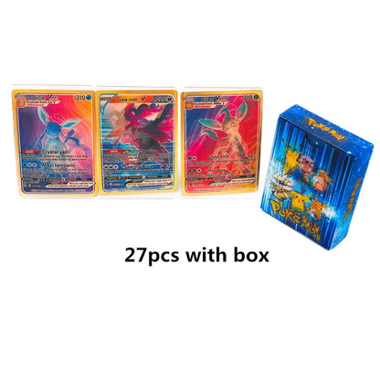 27pcs/50pcs Pokemon 3D Conversion Card English Version Vmax Charizard Pikachu Pikachu Rare Collection Trainer Colorful Card Box