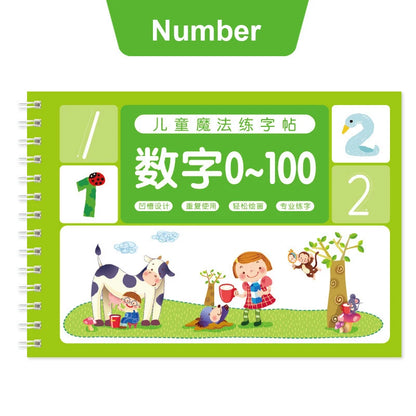 Reusable Children 3D Copybook For Calligraphy Numbers Handwriting Copybooks Learning Math Writing Practice Book For Kids