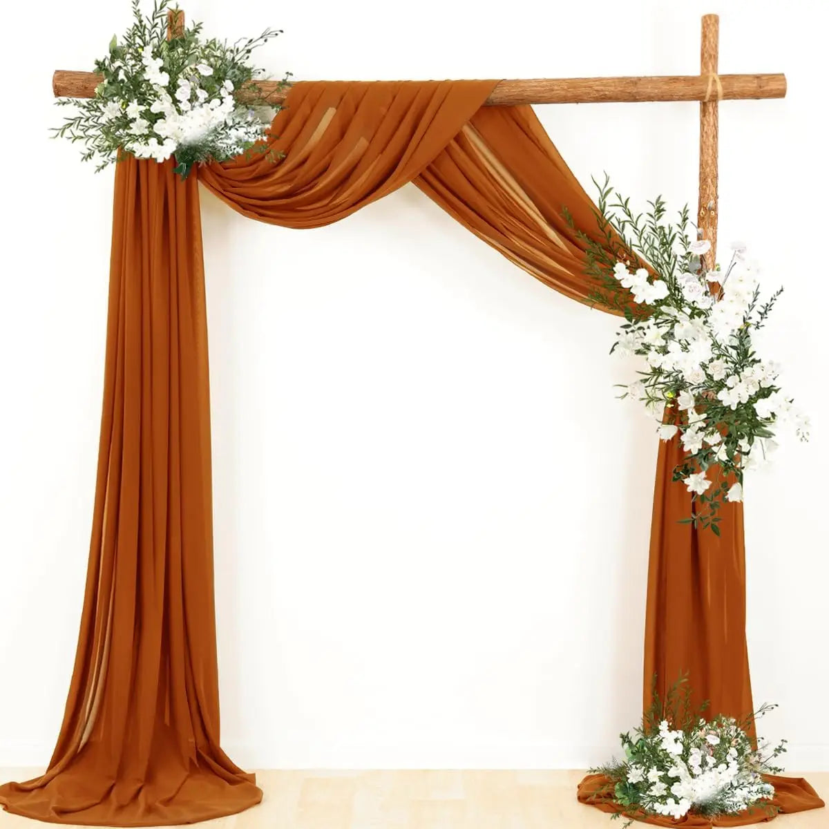 70X500cm Rust Chiffon Wedding Arch Draping Fabric Terracotta Solid Drapery Ceremony Reception Backdrop Curtain Party Swag Decor