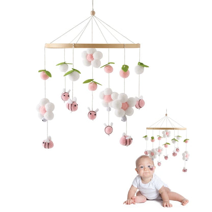Baby Crib Bed Bell Rattle Toy 0-12 Months Wooden Mobile Cartoon Bee Bed Bell Hanging Toy Holder Bracket Infant Crib Bracket Gift