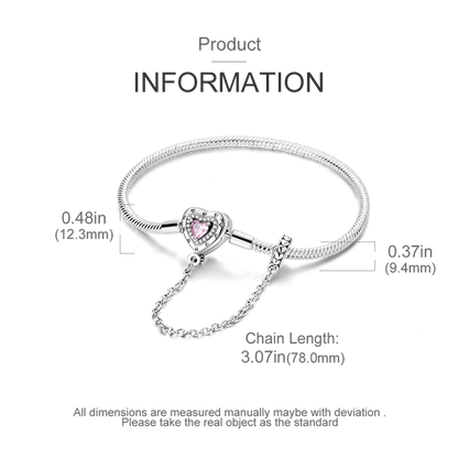 925 Sterling Silver Charm Bracelet - Leaf, Clover, Butterfly & Heart Design | 17-20cm Adjustable