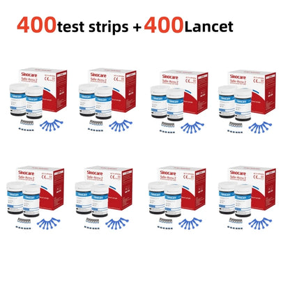 (for safe accu2) 50/100/200/300/400pcs Sinocare Blood Glucose Test Strips and Lancets for Diabetes Tester Blood Sugar Meter