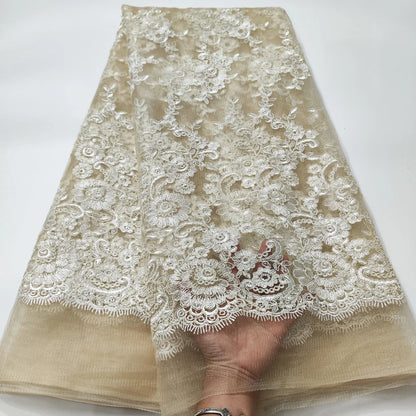 White African Lace Fabric 2025 Embroidered Nigerian Lace Fabric High Quality Cord lace French Tulle Fabric Wedding L-W006A