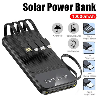 10000Mah Power Bank Pack 4 Cables Fast Charger External Battery For Mobile Phone