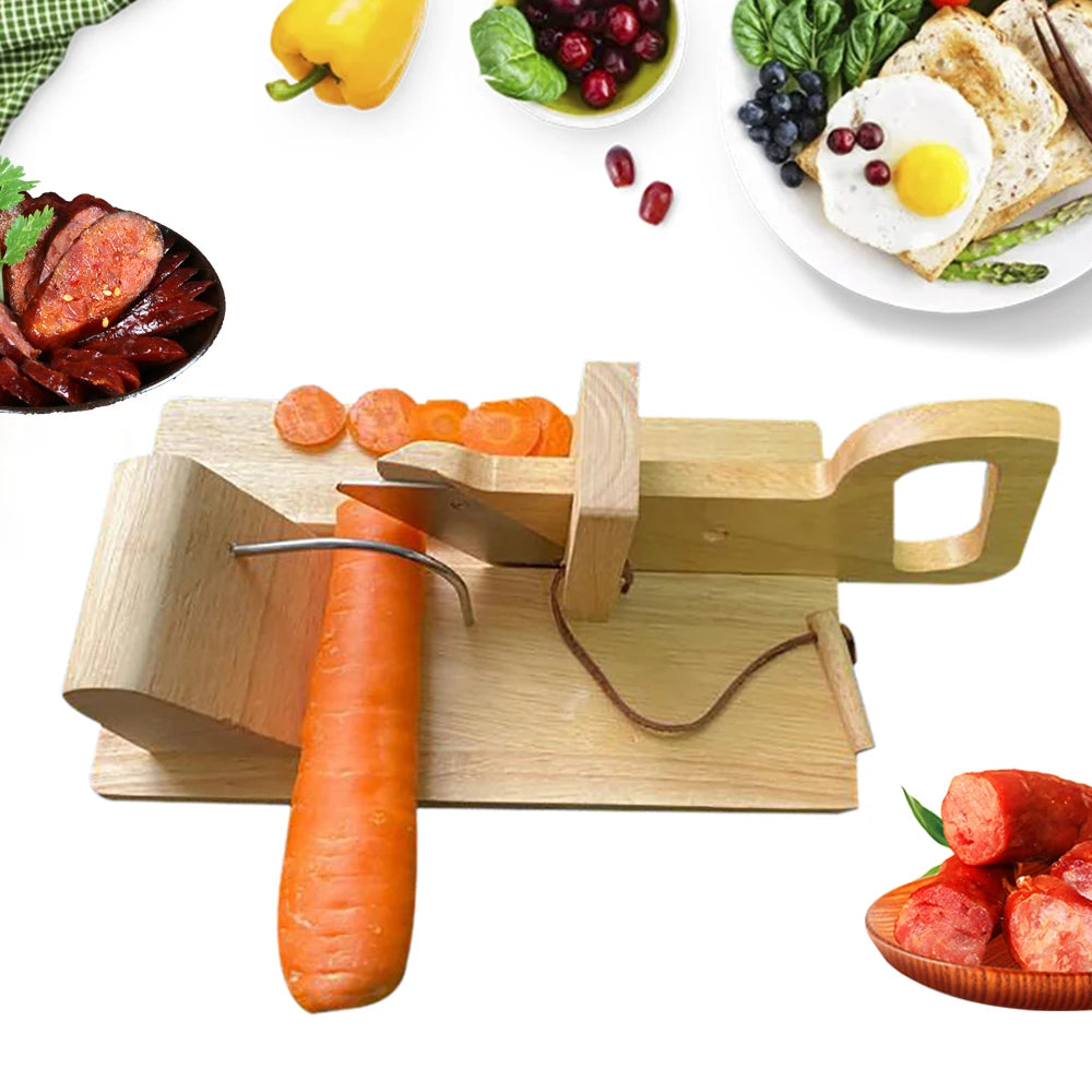 Sturdy Wood Sausage Cutting Machine With Stainless Steel Blade Sausage Slicer