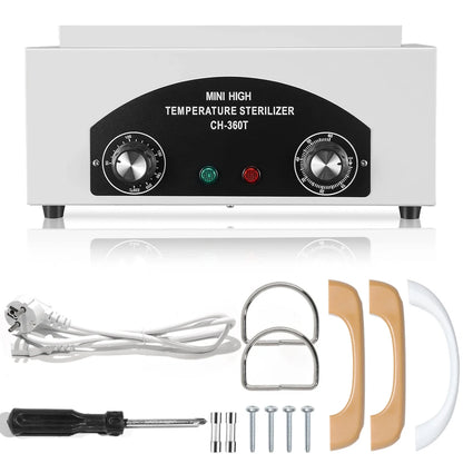 300W Dry Heat Sterilizer with Timer High Temperature Cleaning Box 1.5L for Nail Tools Hair Beauty Metal Tools with Handle