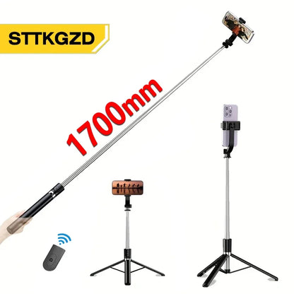 Ultra Long 1700mm Selfie Stick with Bluetooth Remote Portable Phone Holder And Fill Light Tripod Stand for Live Broadcasts