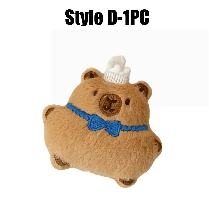 Cartoon Capybara Pendant Decoration Soft Plush Bread Key Chain Plush Stuffed Croissant Food Plush Keychain Hanging Accessory