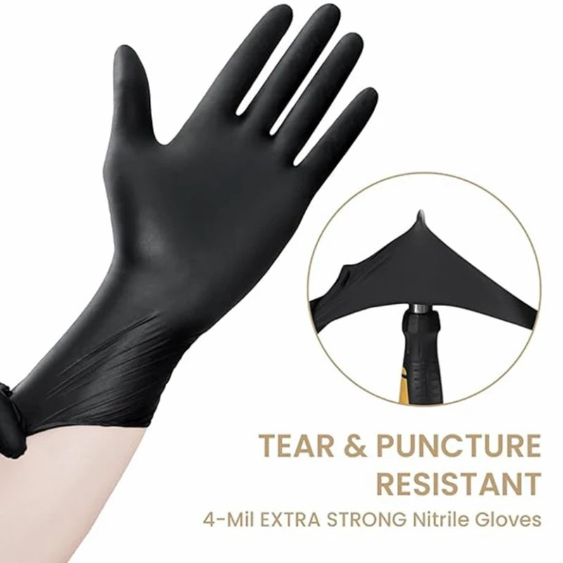 Black Nitrile Disposable Gloves 20/100Count 4Mil Latex Free Textured Cleaning Gloves for Industrial Mechanic Tattoo Automotive